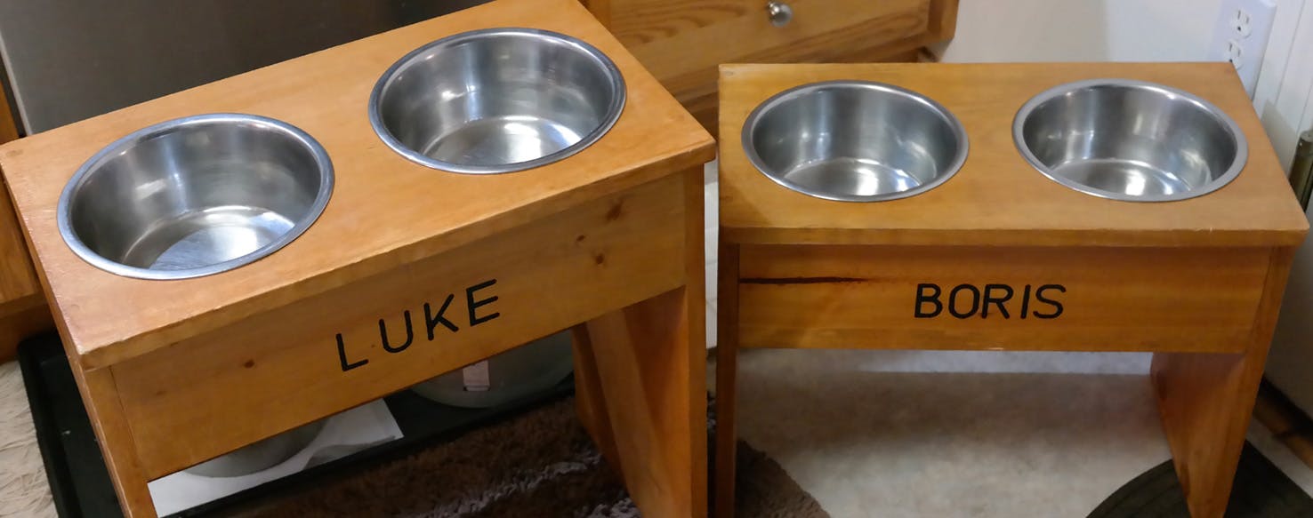 Live Edge Raised Pet Stand for Food or Water Bowls, Dog Food Stand